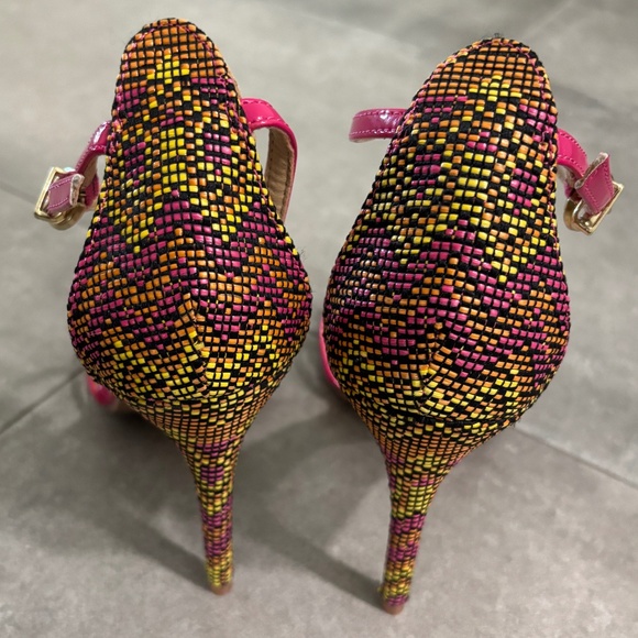Chinese Laundry Strappy High Heel Sandals - Fuchsia & Orange Size 8.5 - Picture 7 of 12